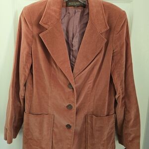 1970s Vintage Women's Velvet Blazer in Rusty Terracotta Dusty Pink Color